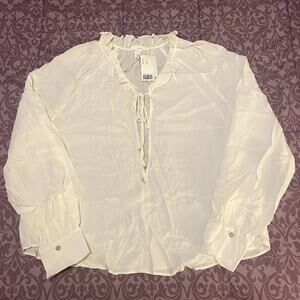 H&M Ruffled Trimmed Drawstring Blouse